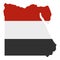 Map of Egypt in Egyptian flag colors icon isolated