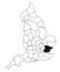 Map of Essex County in England on white background. single County map highlighted by black colour on England administrative map..