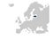 Map of Estonia with national flag on gray map of Europe