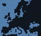 Map of Europe blue black