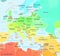 Map Europe color map with names