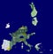 Map of Eurozone made of euro bill