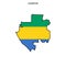 Map and Flag of Gabon Vector Design Template with Editable Stroke.