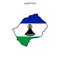 Map and Flag of Lesotho Vector Design Template with Editable Stroke.