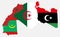 Map and flag of Morocco Tunisia Libya Mauritania