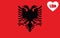 Map flag of Turkey inside a white heart shape on the flag of Albania