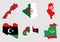 Map and flags of the Arab Maghreb countries