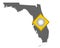 Map of Florida and traffic sign hurricane warning