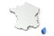 Map of France showing Corsica region. 3D Rendering