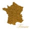 Map of France. Silhouette with golden glitter texture