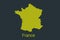 Map of France, striped map in a black strip on a yellow background for coronavirus infographics and quarantine area