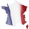 Map of France in watercolor tricolor background.