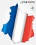 Map of the french region Centre-Val de Loire combined with waving french national flag - Vector