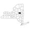 Map of Fulton County in New York state on white background. single County map highlighted by black colour on New york map