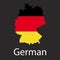 Map of Germany Country in color of National Flag. Silhouette of Country on dark background Vector Illustration.