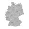 Map of Germany devided to 13 federal states and 3 city-states - Berlin, Bremen and Hamburg, Europe. Simple flat grey