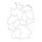 Map of Germany divided to federal states and city-states. Simple flat blank white vector map with black outlines