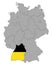 Map of Germany with flag of Baden-Wuerttemberg