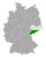 Map of Germany with flag of Saxony