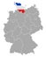 Map of Germany with flag of Schleswig-Holstein