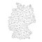 Map of Germany from polygonal black lines, dots of illustration