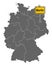 Map of Germany with road sign of Berlin