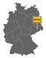 Map of Germany with road sign of Dresden