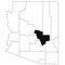 Map of Gila County in Arizona state on white background. single County map highlighted by black colour on Arizona map. UNITED