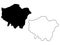 Map of Greater London. Black and outline maps. EPS Vector File