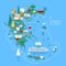 Map of Greece with islands vector illustration, design element