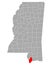 Map of Hancock in Mississippi