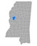 Map of Humphreys in Mississippi