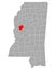 Map of Humphreys in Mississippi