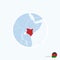 Map icon of Kenya. Blue map of Africa with highlighted Kenya in red color