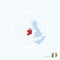 Map icon of Republic of Ireland. Blue map of Europe with highlighted Ireland in red color