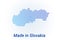 Map icon of Slovakia. Vector logo illustration with text Made in Slovakia. Blue halftone dots background. Round pixels. Modern