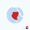 Map icon of Sudan. Blue map of North Africa with highlighted Sudan in red color