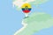 Map illustration of Ecuador with the flag. Cartographic illustration of Ecuador and neighboring countries