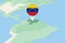 Map illustration of Venezuela with the flag. Cartographic illustration of Venezuela and neighboring countries