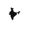 Map of India, black silhouette on white background.