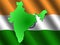 Map of India on rippled flag