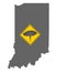 Map of Indiana and traffic sign tornado warning