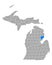 Map of Iosco in Michigan