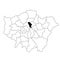 Map of Islington in Greater London province on white background. single County map highlighted by black colour on Greater London,