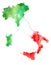Map of Italy.Abstract flag.
