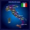 Map of Italy. Bright illustration with colorful italian map. Italy map with Italian regions.