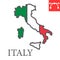 Map of Italy color line icon, country and geography, italy map flag sign vector graphics, editable stroke filled outline