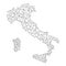 Map of Italy from polygonal black lines, dots of illustration