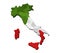 Map of Italy with regions illustrated with flag