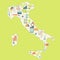 Map of Italy with technology icons